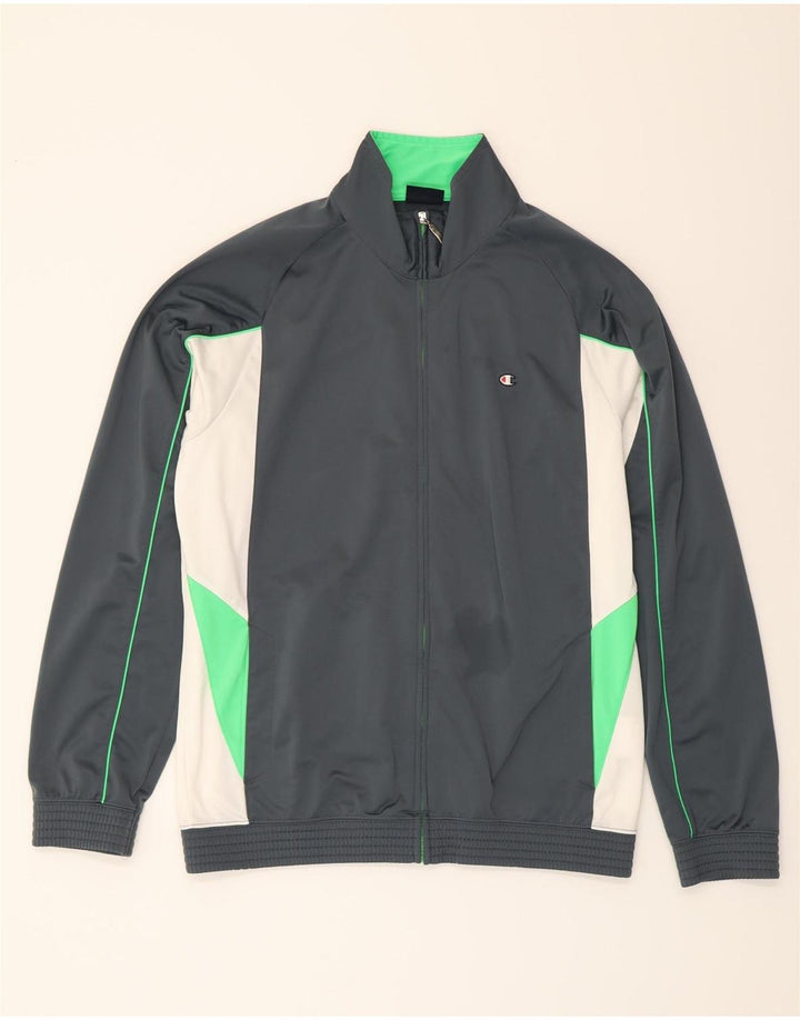 CHAMPION Mens Tracksuit Top Jacket 2XL Grey Colourblock Polyester Vintage Champion and Second-Hand Champion from Messina Hembry 