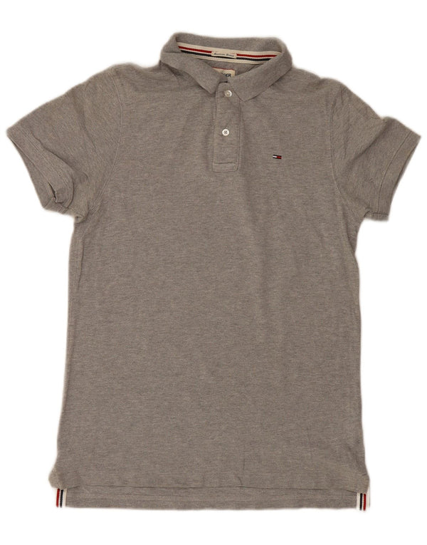 Polo da uomo Tommy Hilfiger in cotone grigio medio