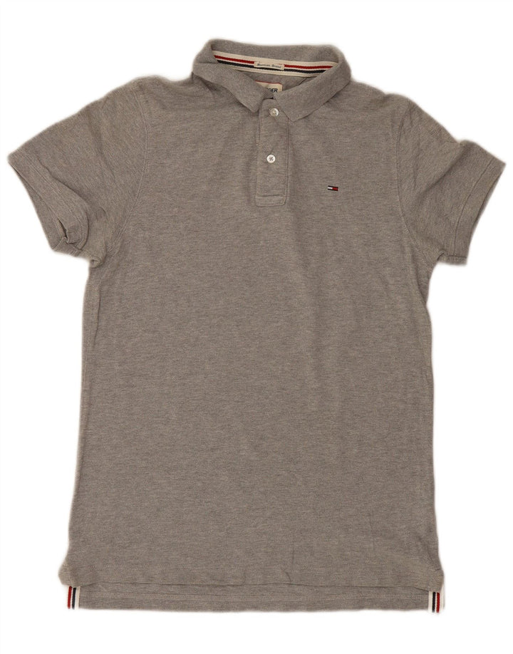Polo da uomo Tommy Hilfiger in cotone grigio medio