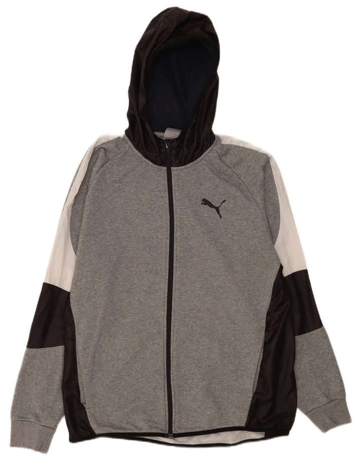 Felpa con cappuccio e zip da uomo Puma XL in blocco di colore grigio