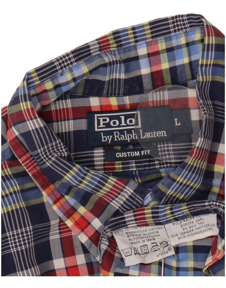 Polo Ralph Lauren Camicia da uomo su misura, grande cotone scozzese blu