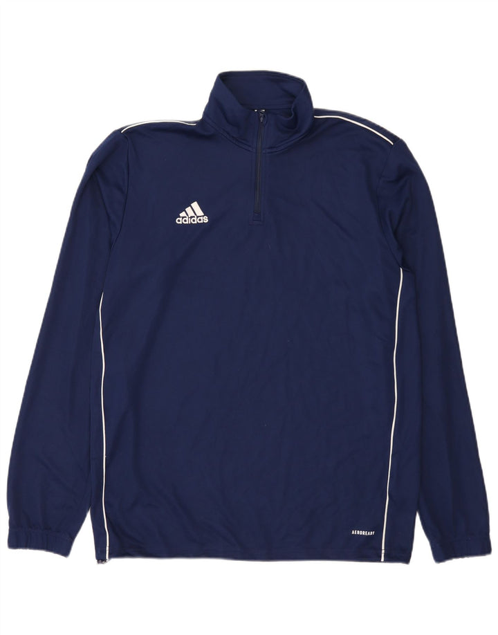 Adidas Uomo Aeroready Zip Neck Pullover Tuta Top Large Blu Navy