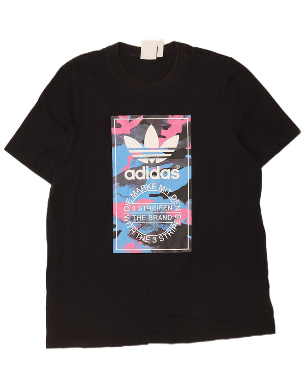 T-shirt grafica da uomo Adidas Top XL in cotone nero