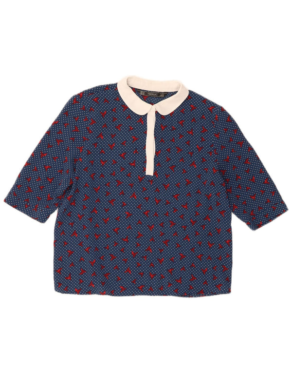 Top Zara Trafaluc da donna in camicetta UK 14 Poliestere maculato blu medio
