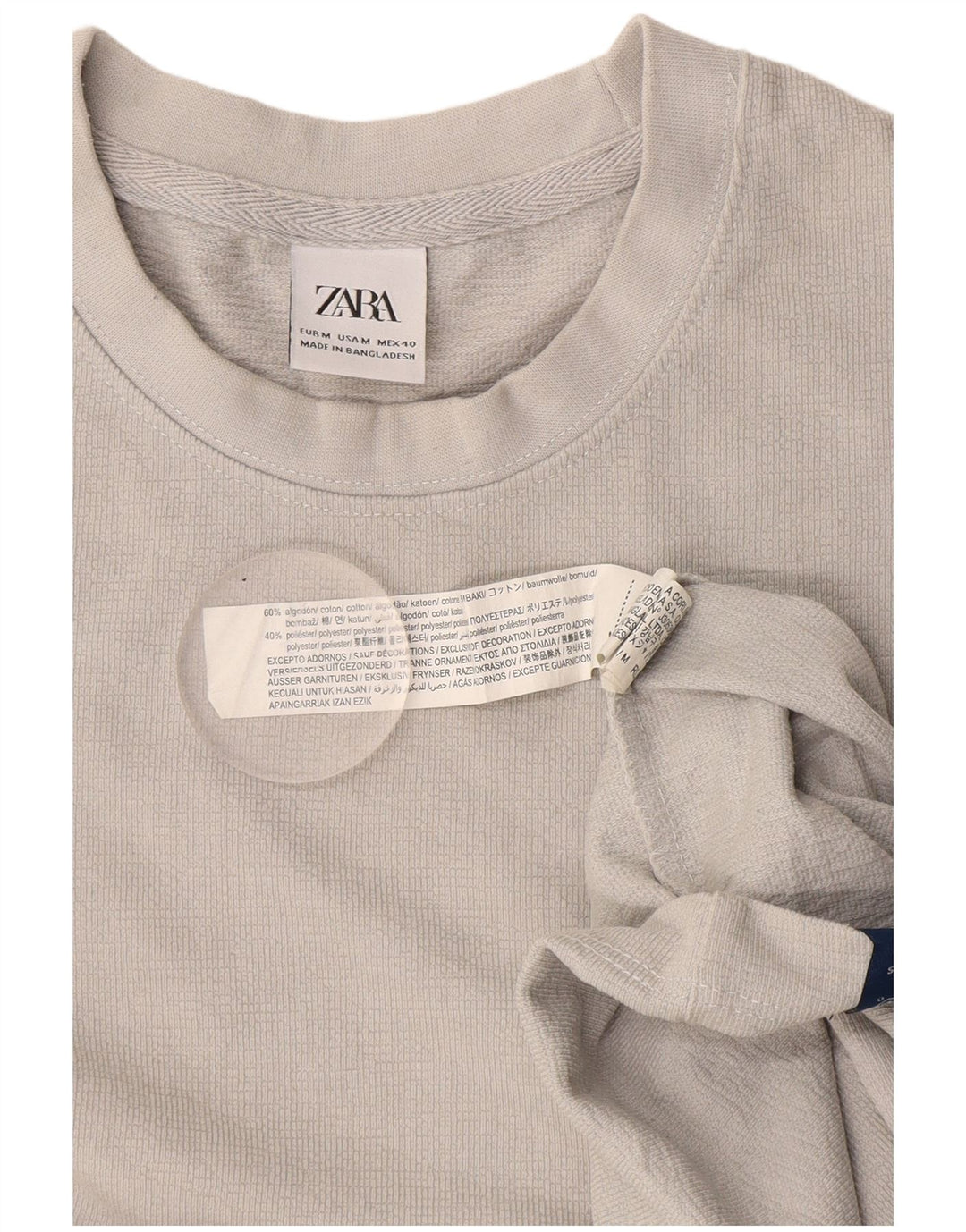 T-shirt Zara da uomo Top in cotone grigio medio