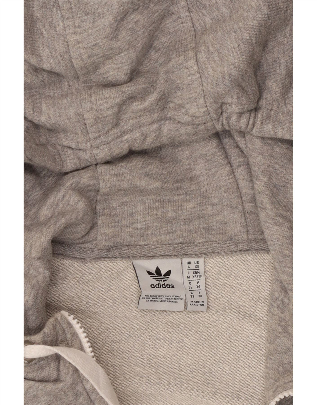 Felpa con cappuccio grafica oversize da donna Adidas UK 6 XS cotone grigio