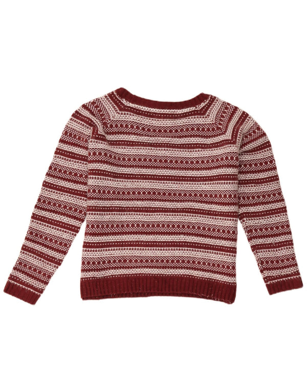 Maglione da donna con scollo a barca Fat Face UK 12 a righe bordeaux medie