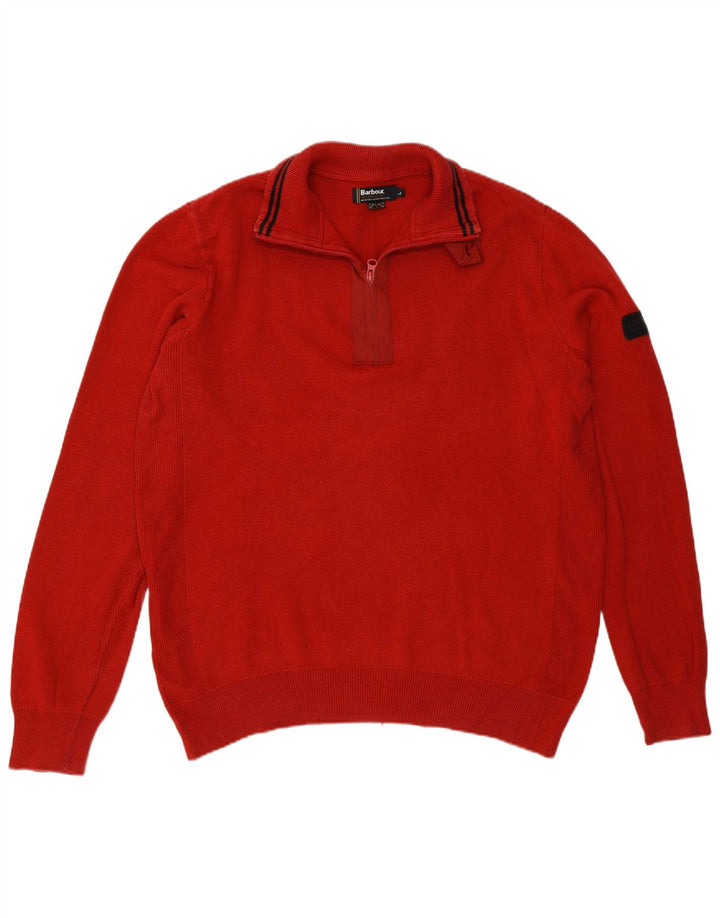 Barbour Uomo Maglione con zip Collo Maglione grande in cotone bordeaux