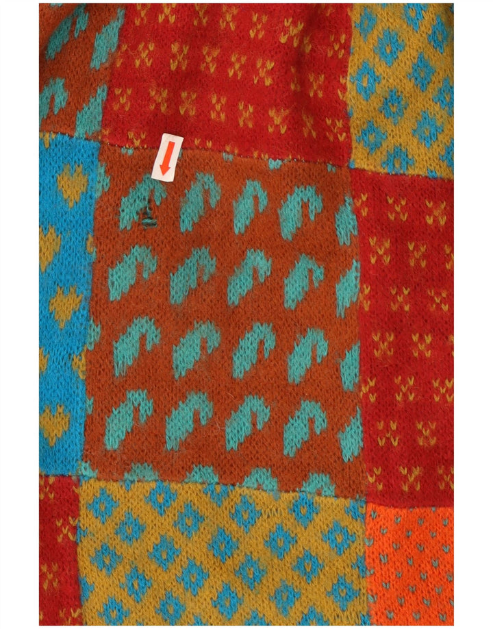 Gonna a trapezio vintage da donna in maglia W26 piccolo patchwork multicolore