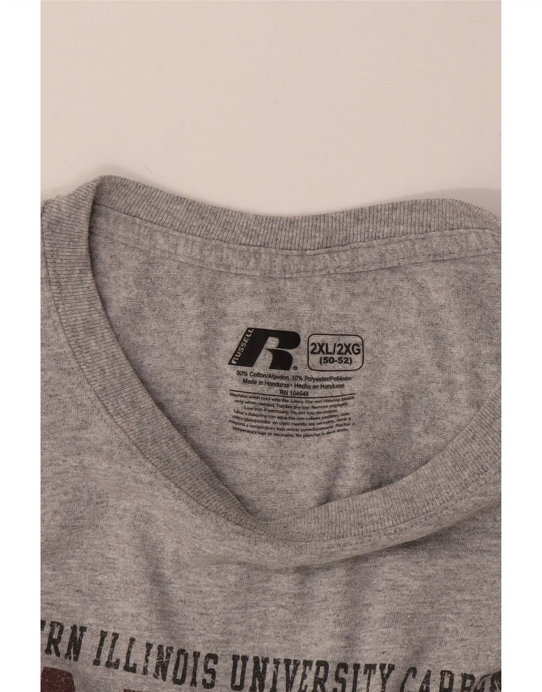 RUSSELL ATHLETIC T-shirt grafica da uomo Salukis Top 2XL cotone grigio