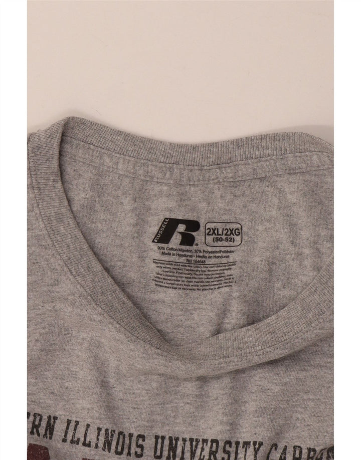 RUSSELL ATHLETIC T-shirt grafica da uomo Salukis Top 2XL cotone grigio