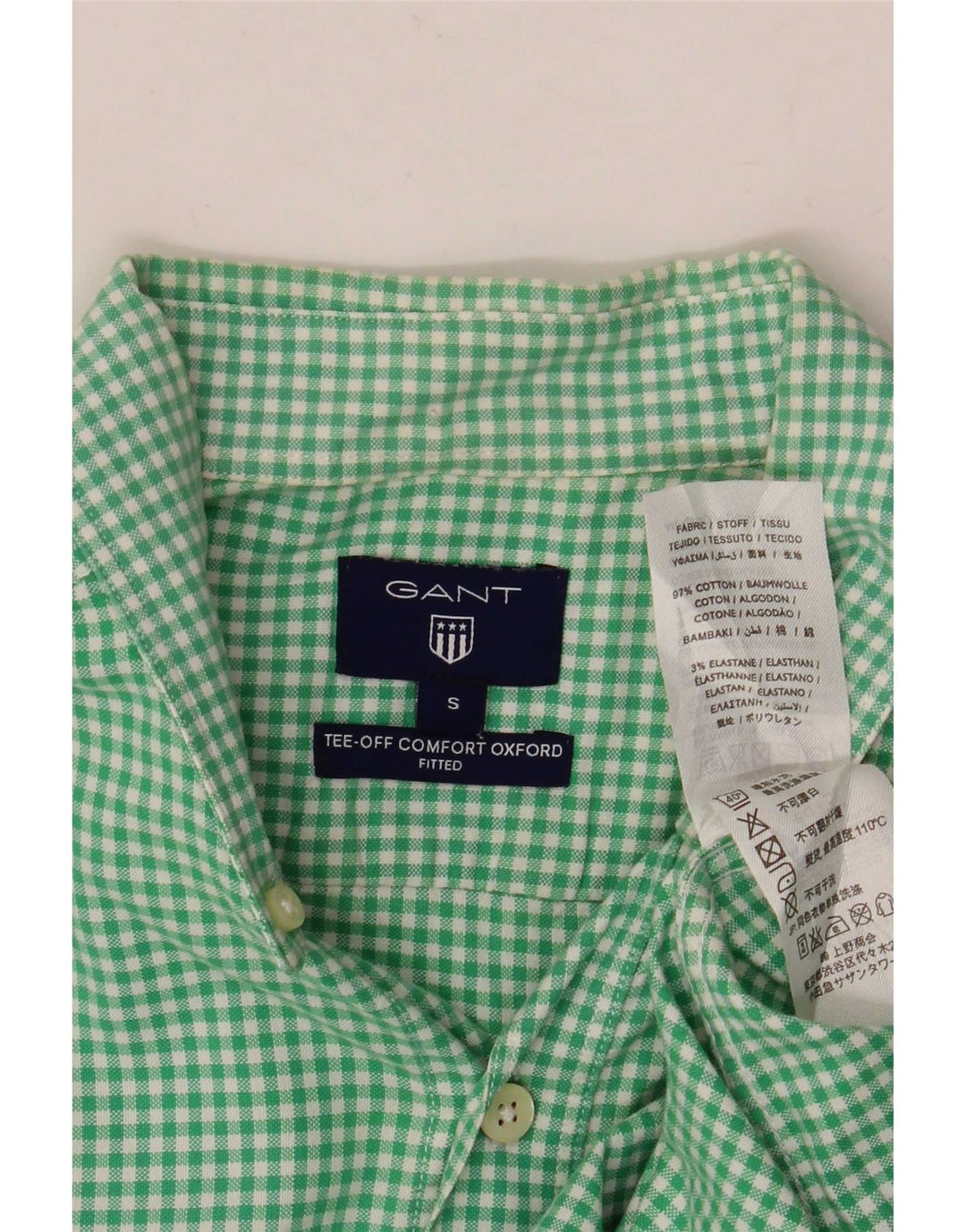 Gant Camicia da Uomo in Cotone a Quadri Piccoli Verdi