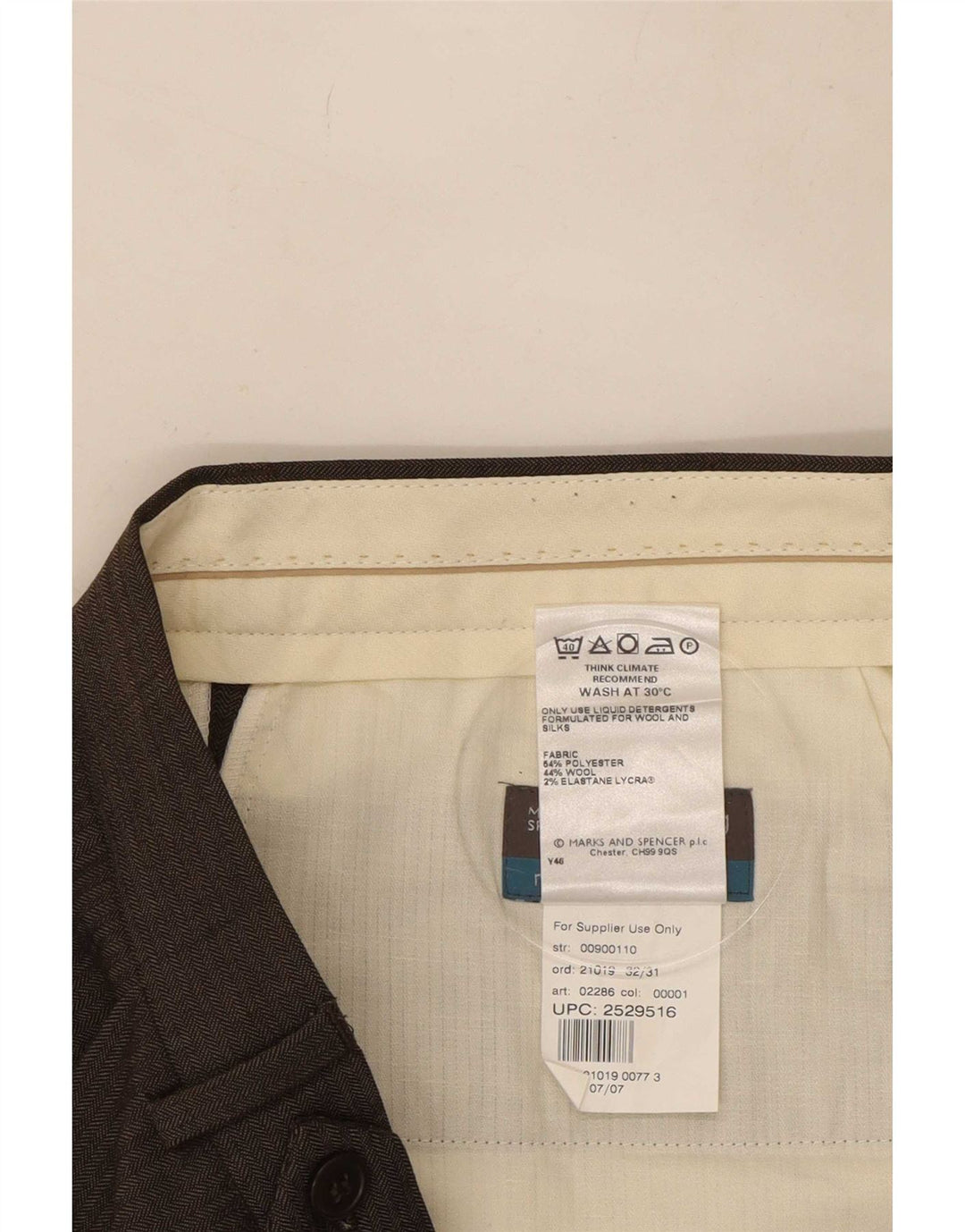 Pantaloni da abito con pegging da uomo Marks & Spencer W32 L31 poliestere marrone