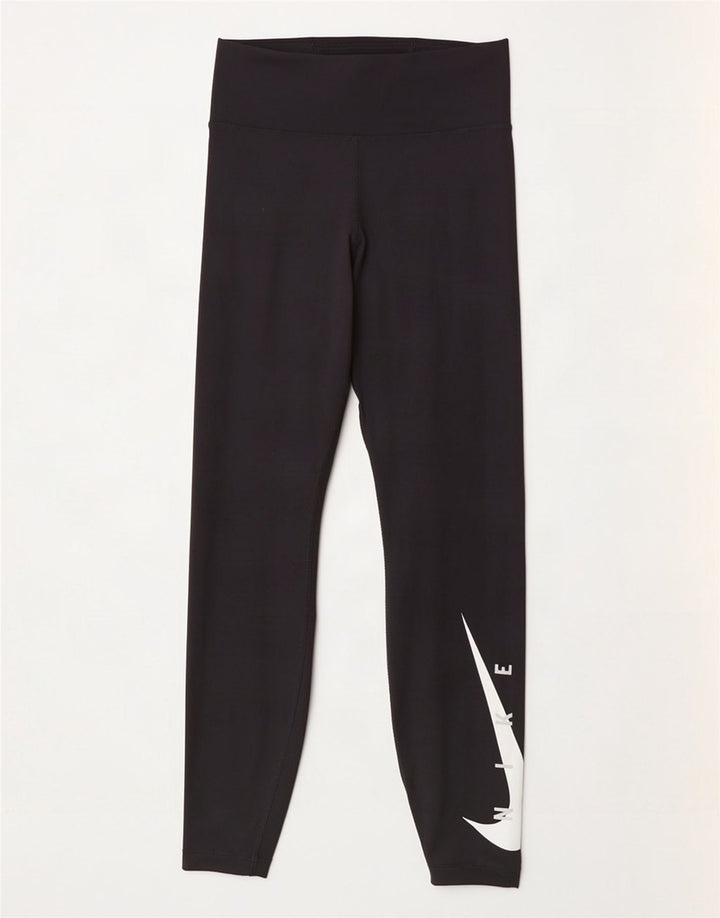 Leggings grafici Nike Dri Fit da donna UK 14 poliestere nero medio