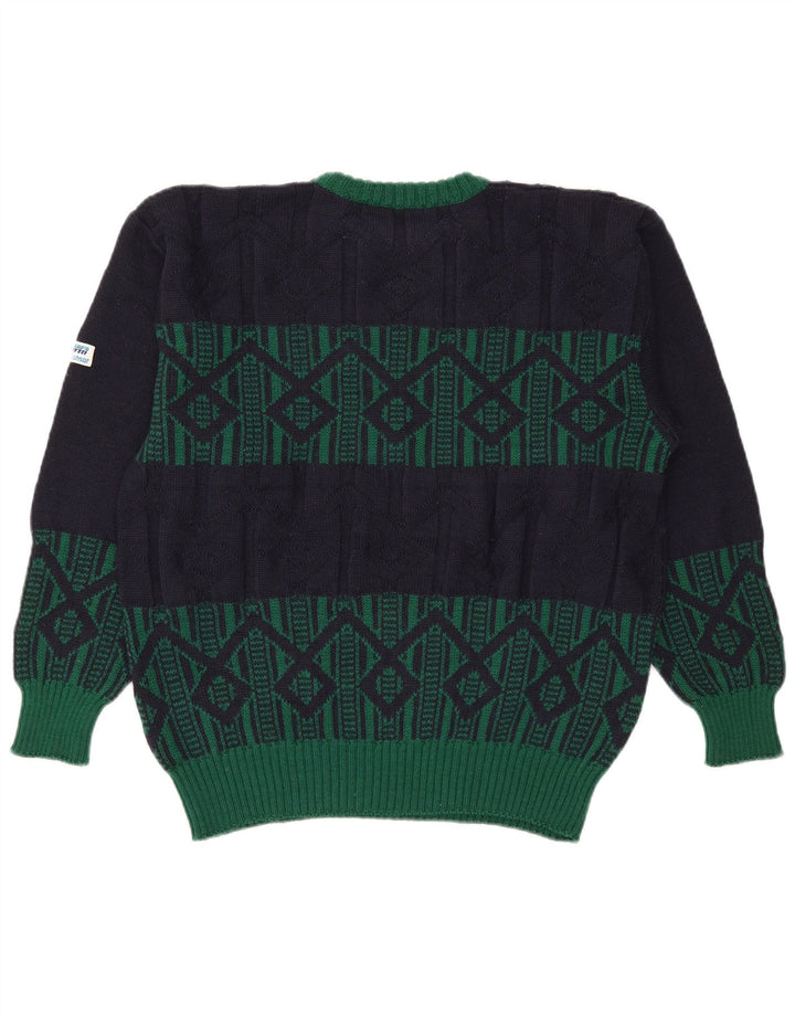 Maglione Maglione Girocollo Uomo Azzurra IT 50 Medio Blu Navy Geometrico