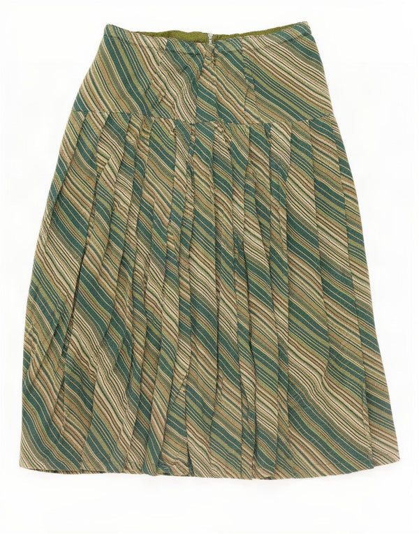 Gonna a pieghe vintage da donna media W28 a righe verdi