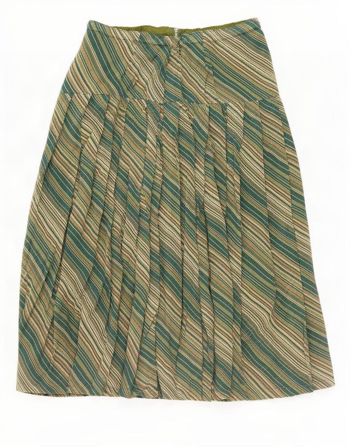 Gonna a pieghe vintage da donna media W28 a righe verdi