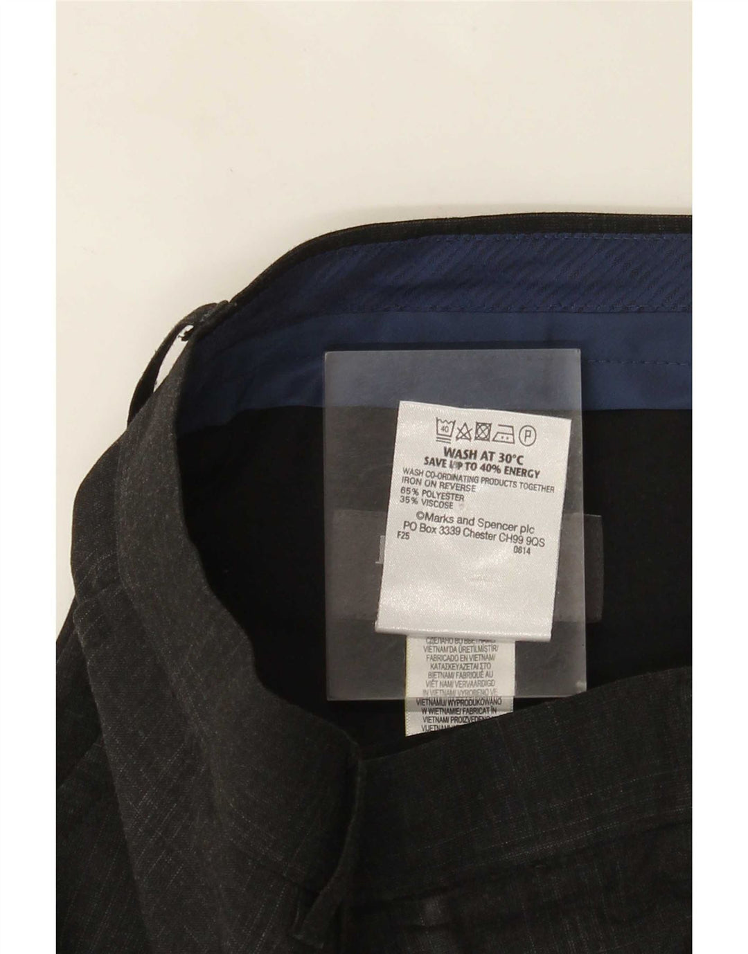Pantaloni da abito da uomo Marks & Spencer super slim fit W32 L33 a quadri grigi