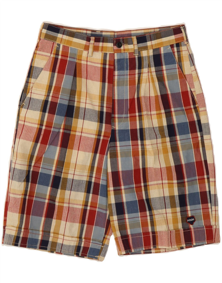 POOH Mens Chino Shorts W26 XS Multicoloured Check Polyester Vintage Pooh and Second-Hand Pooh from Messina Hembry 