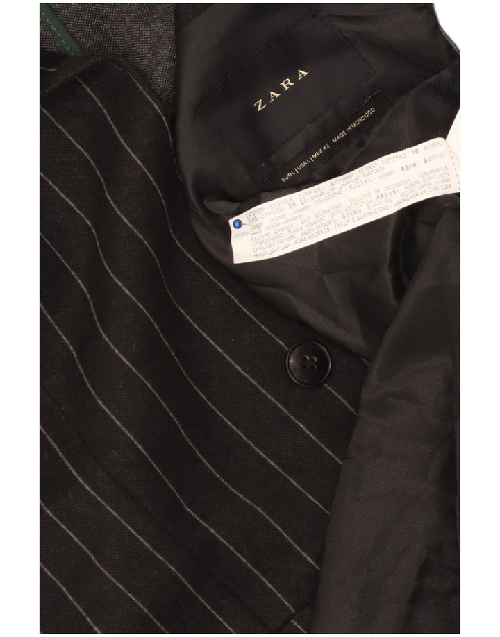 Giacca blazer da uomo a 2 bottoni Zara UK 40 grande poliestere a righe nere
