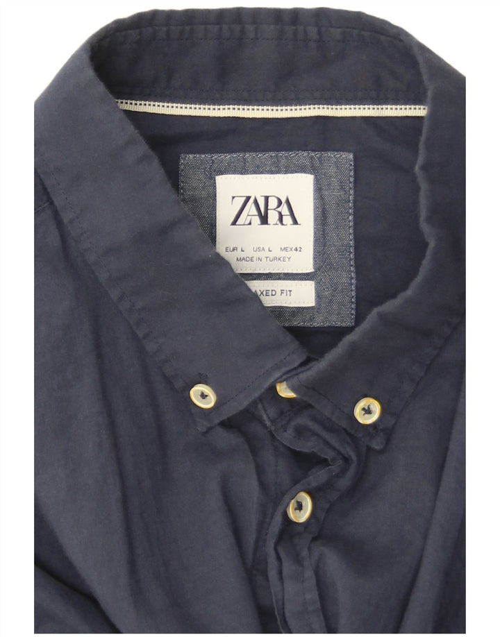 Camicia Zara da uomo dalla vestibilità rilassata grande L70 blu navy