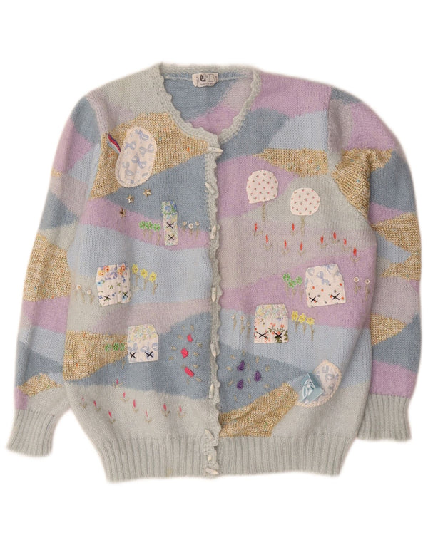 Maglione cardigan da donna vintage UK 14 Novità multicolore medio
