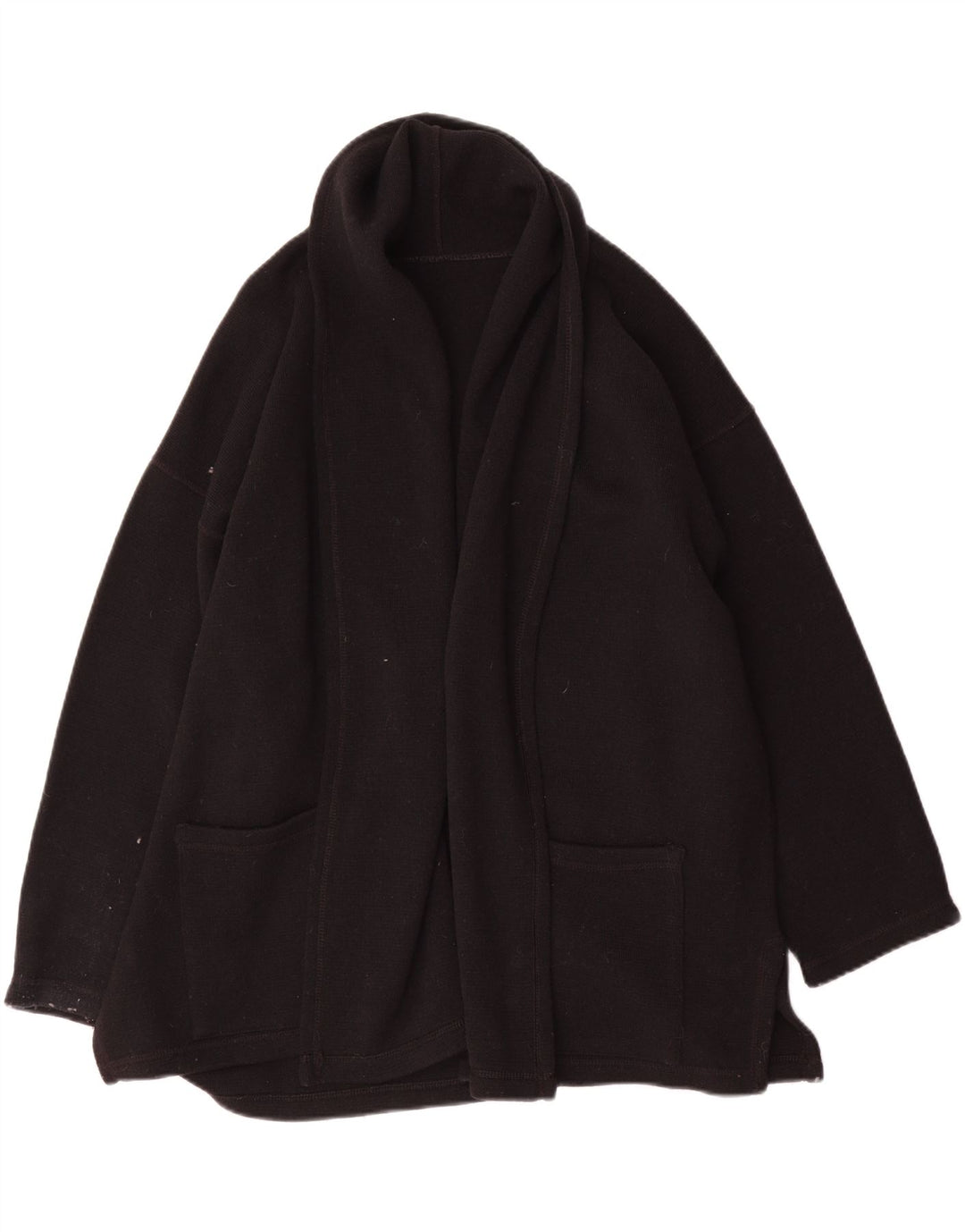 Maglione cardigan oversize da donna vintage UK 14 lana nera media