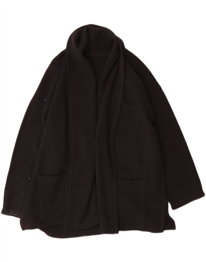 Maglione cardigan oversize da donna vintage UK 14 lana nera media