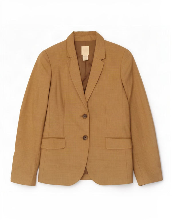 Giacca blazer a 2 bottoni da donna J. Crew US 10 Large in lana marrone