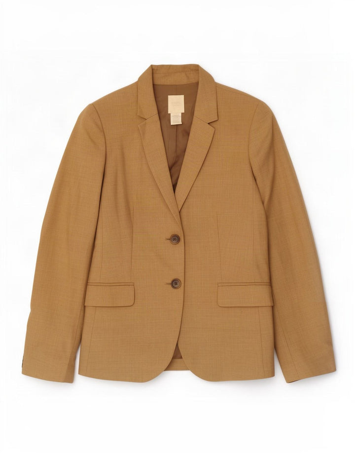 Giacca blazer a 2 bottoni da donna J. Crew US 10 Large in lana marrone