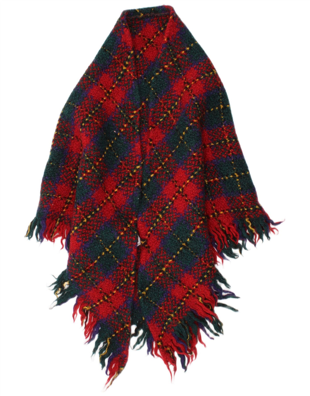 Scialle poncho lavorato a maglia da donna Branigan taglia unica L31 scozzese multicolore