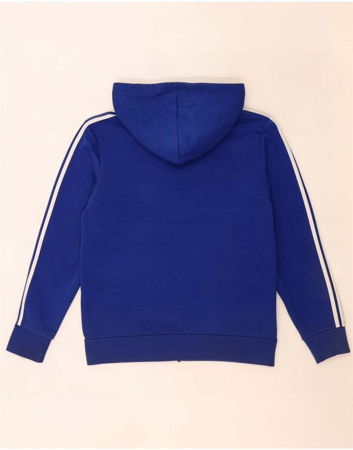 Maglione con cappuccio e zip da uomo Adidas in cotone blu medio
