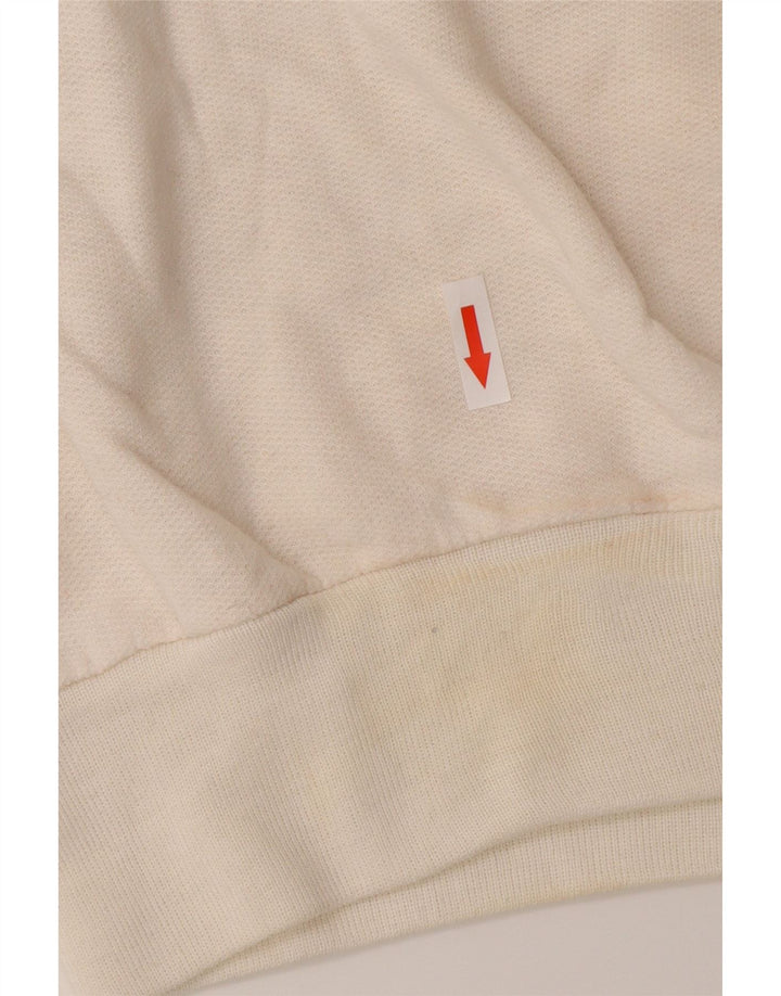 Felpa vintage da donna con collo abbottonato IT 44 Colorblock bianco medio