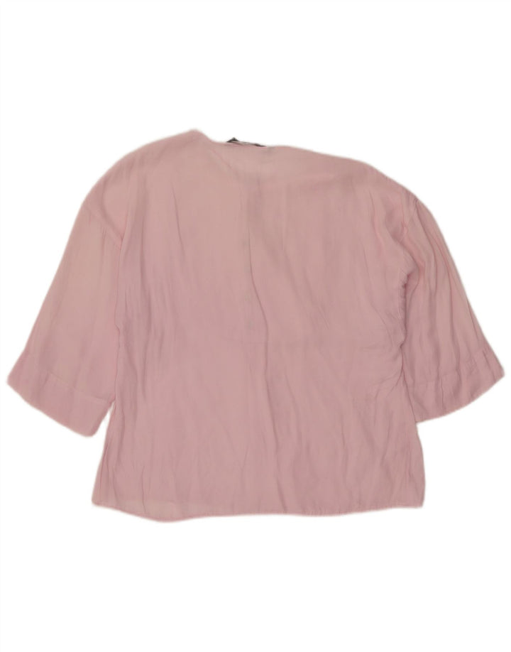 Top Zara Donna Camicetta Oversize con Maniche a 3/4 UK 6 XS Rosa