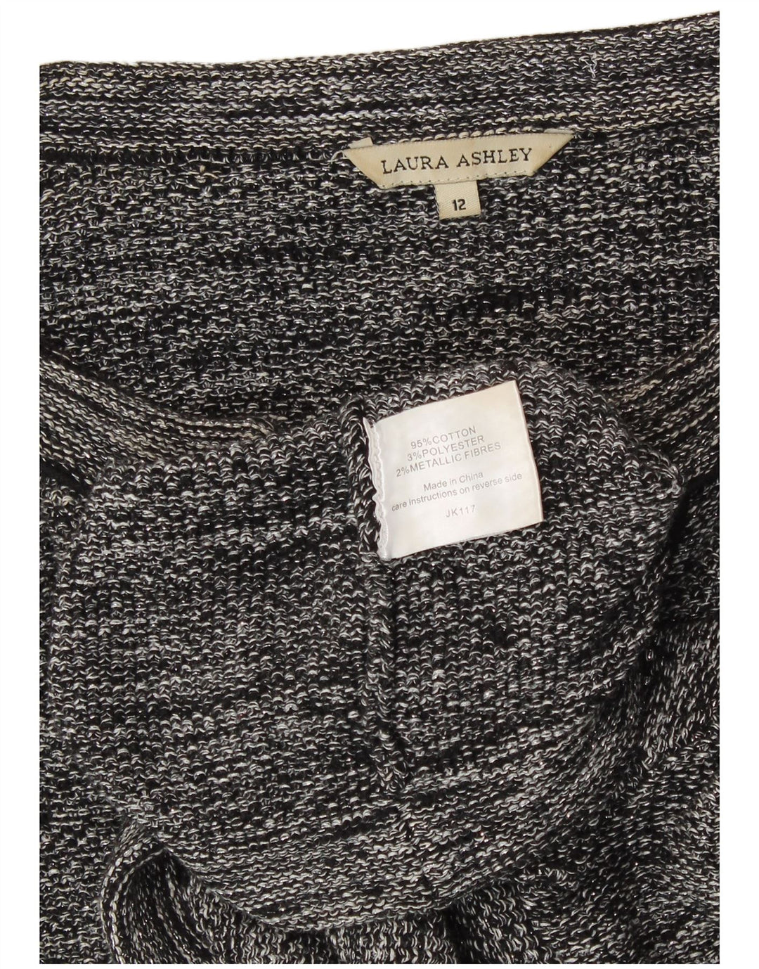 Maglione Bolero aperto da donna Laura Ashley UK 12 Cotone grigio medio