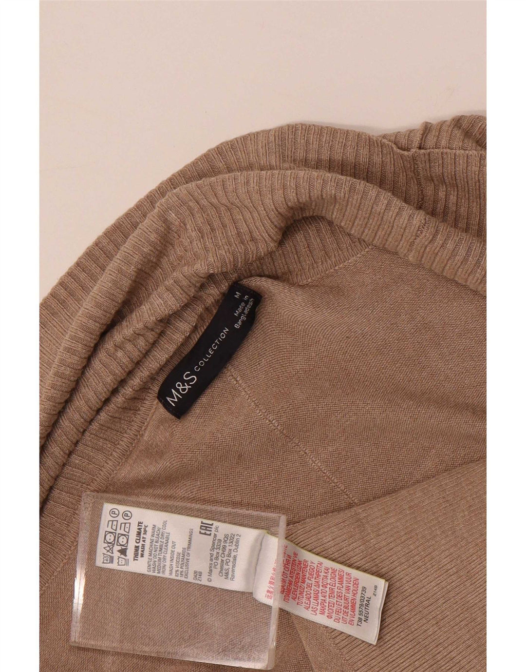 Maglione cardigan aperto lungo da donna Marks & Spencer UK 14 Marrone medio