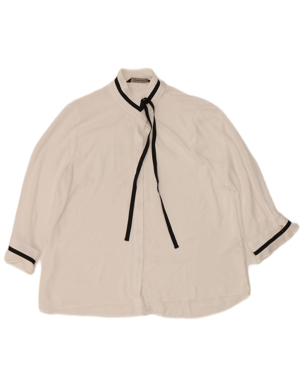 Camicetta da donna con maniche a 3/4 Zara UK 14 Poliestere bianco medio
