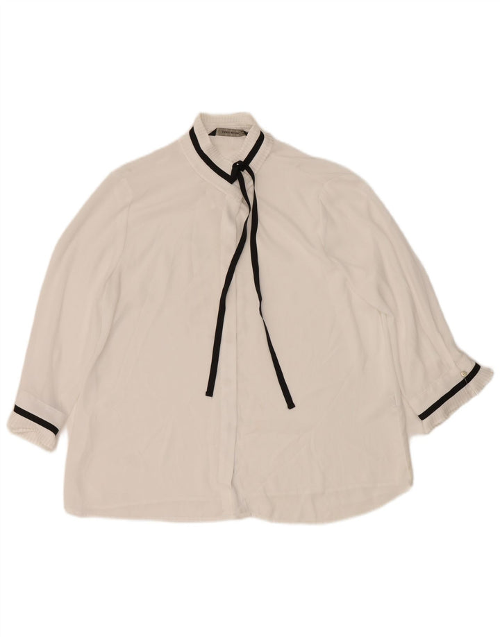 Camicetta da donna con maniche a 3/4 Zara UK 14 Poliestere bianco medio