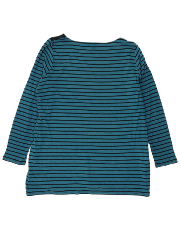 Marks & Spencer Top da donna a maniche lunghe UK 20 2XL Cotone a righe blu