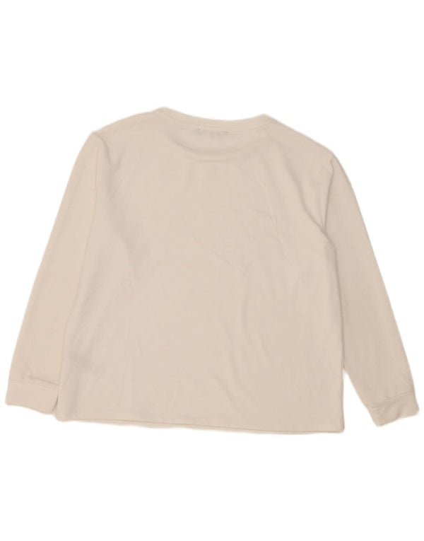 Marks & Spencer Top da donna a maniche lunghe UK 14 Large Poliestere maculato bianco