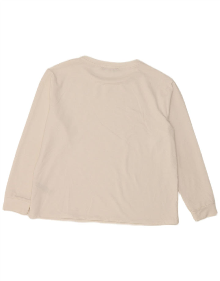 Marks & Spencer Top da donna a maniche lunghe UK 14 Large Poliestere maculato bianco