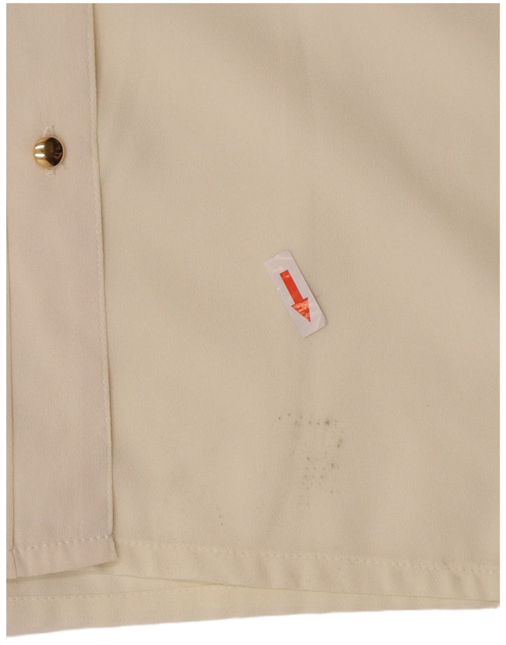 Camicetta camicia vintage da donna UK 14 viscosa bianco sporco medio