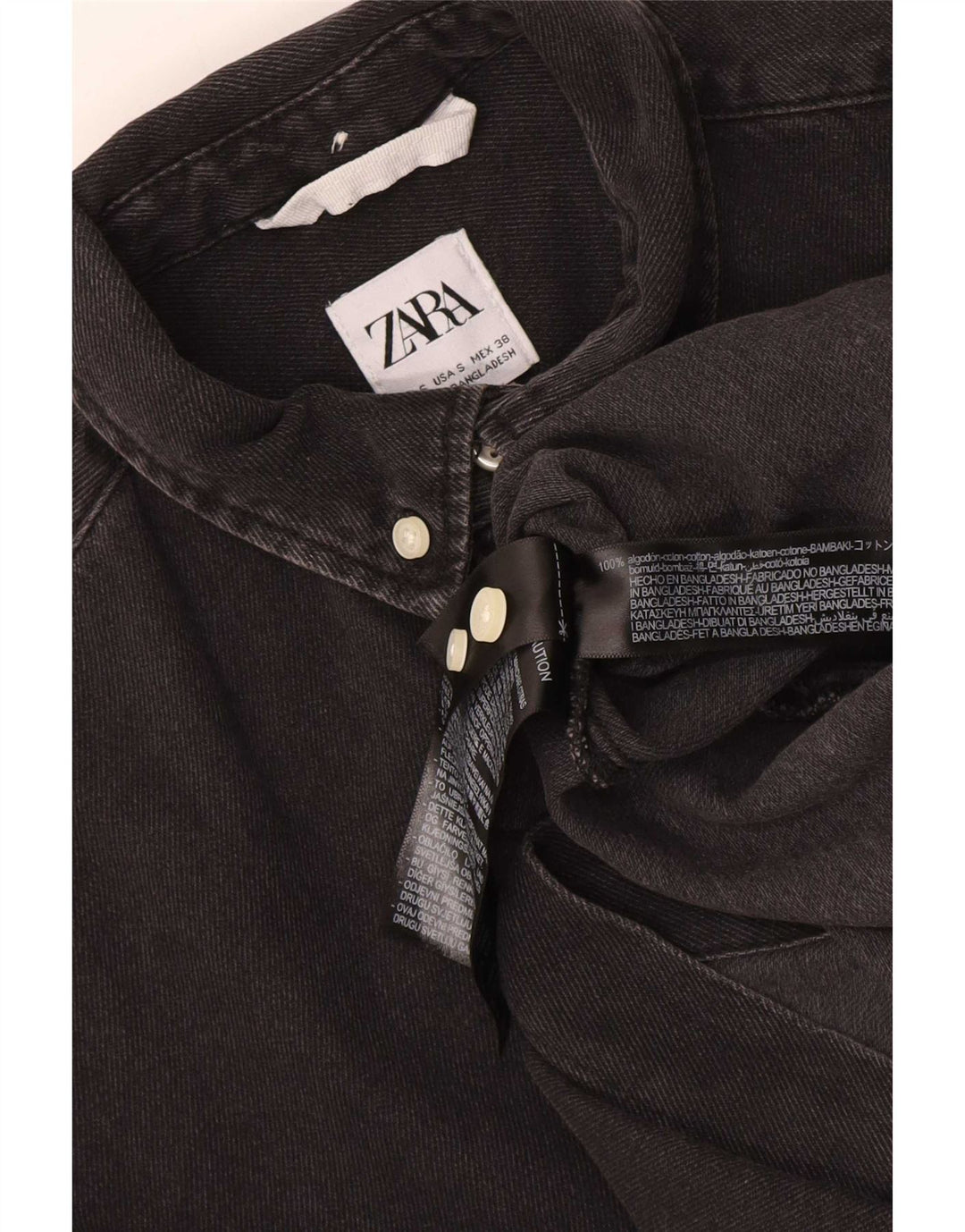Camicia in denim da uomo Zara piccola in cotone nero