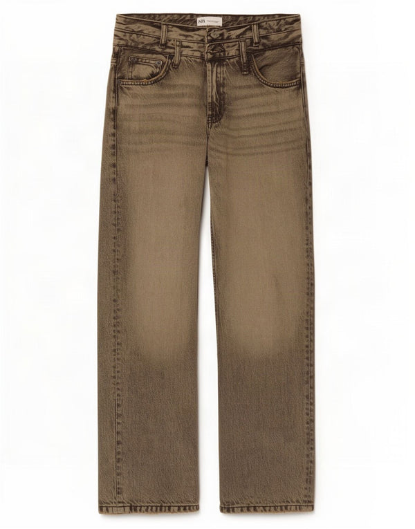 Jeans Zara da donna a gamba larga a vita alta EU 36 XS W26 L29 Cotone grigio