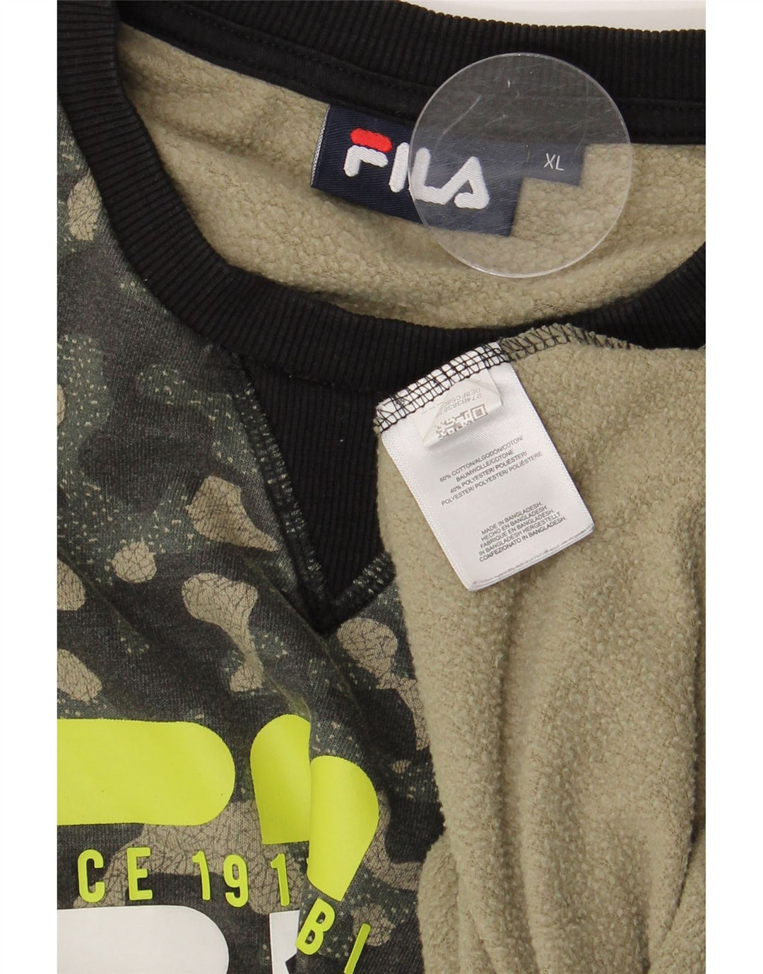 Fila Felpa grafica da uomo Maglione XL Kaki Camouflage Cotton