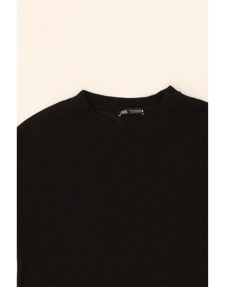 ZARA Womens Crop Sweatshirt Jumper UK 10 Small Black Viscose Vintage Zara and Second-Hand Zara from Messina Hembry 