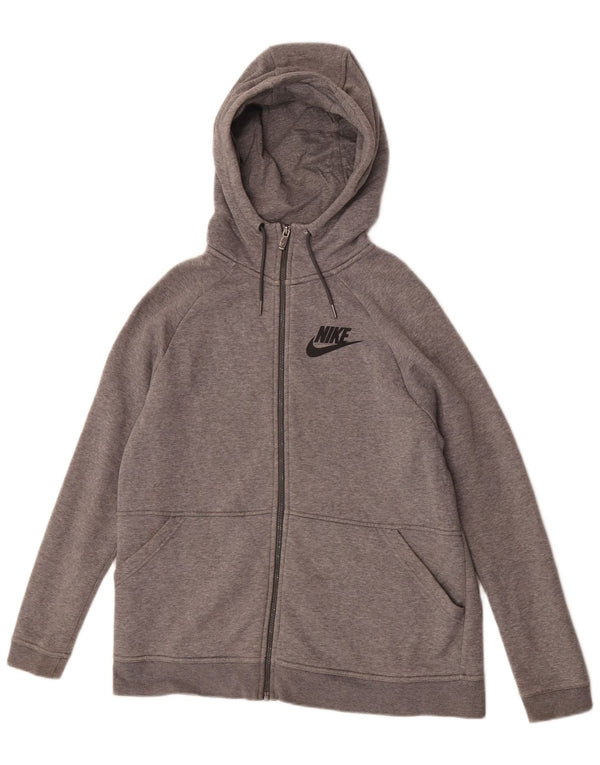 Felpa con cappuccio e zip da donna Nike UK 16 grande cotone grigio