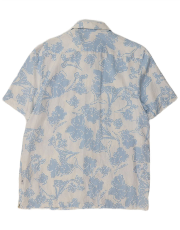 Ted Baker Camicia a maniche corte da uomo taglia 3 Lyocell floreale blu medio