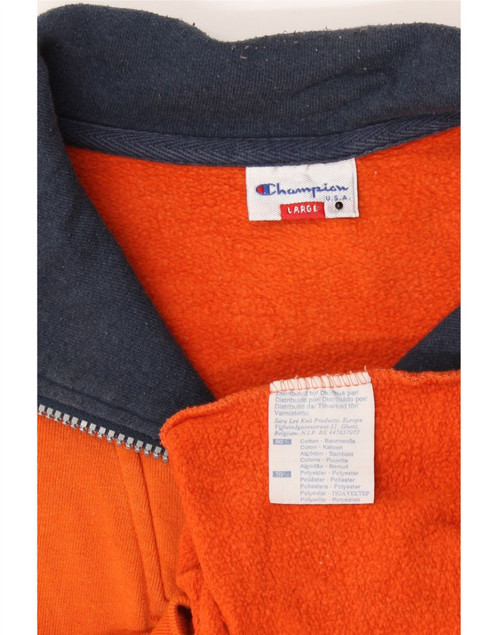 Felpa Champion da uomo con grafica con zip e collo, grande, color block arancione