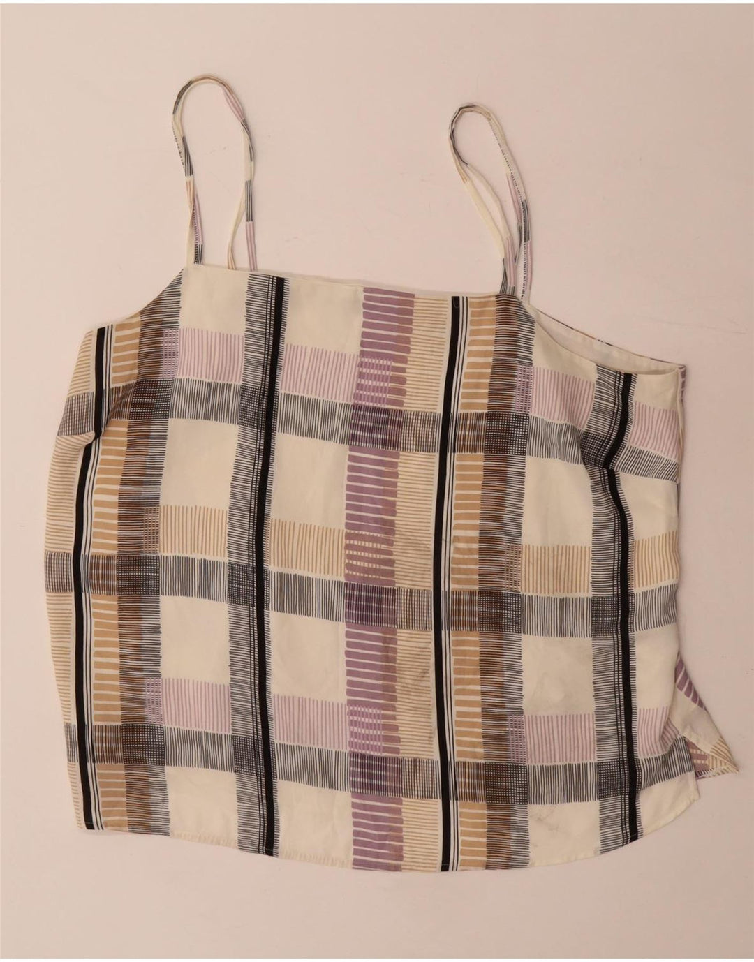 Canottiera corta Marks & Spencer da donna UK 22 3XL Poliestere a quadri beige